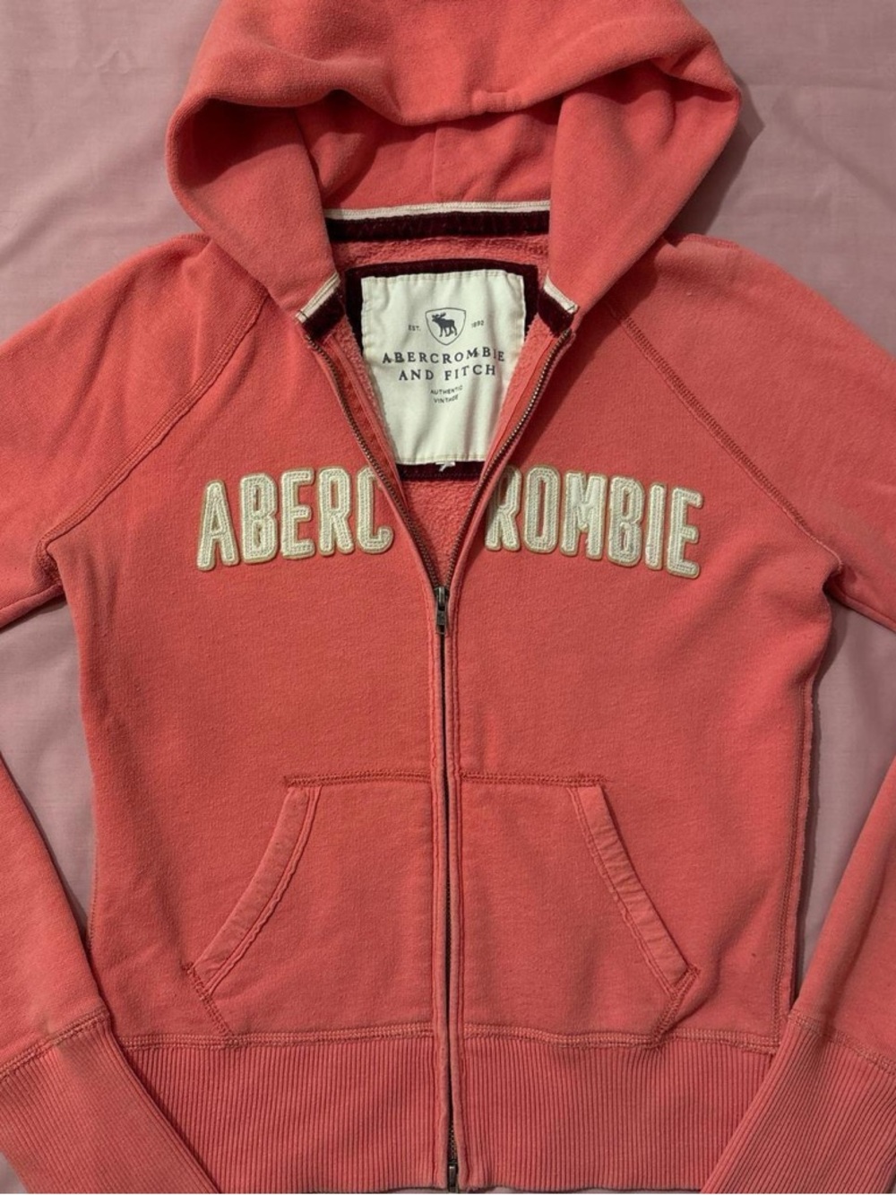 Abercrombie & Fitch Coral Pink Zip Hoodie